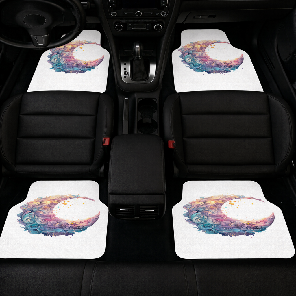 Colorful Swirled Celestial Moon Car Floor Mats