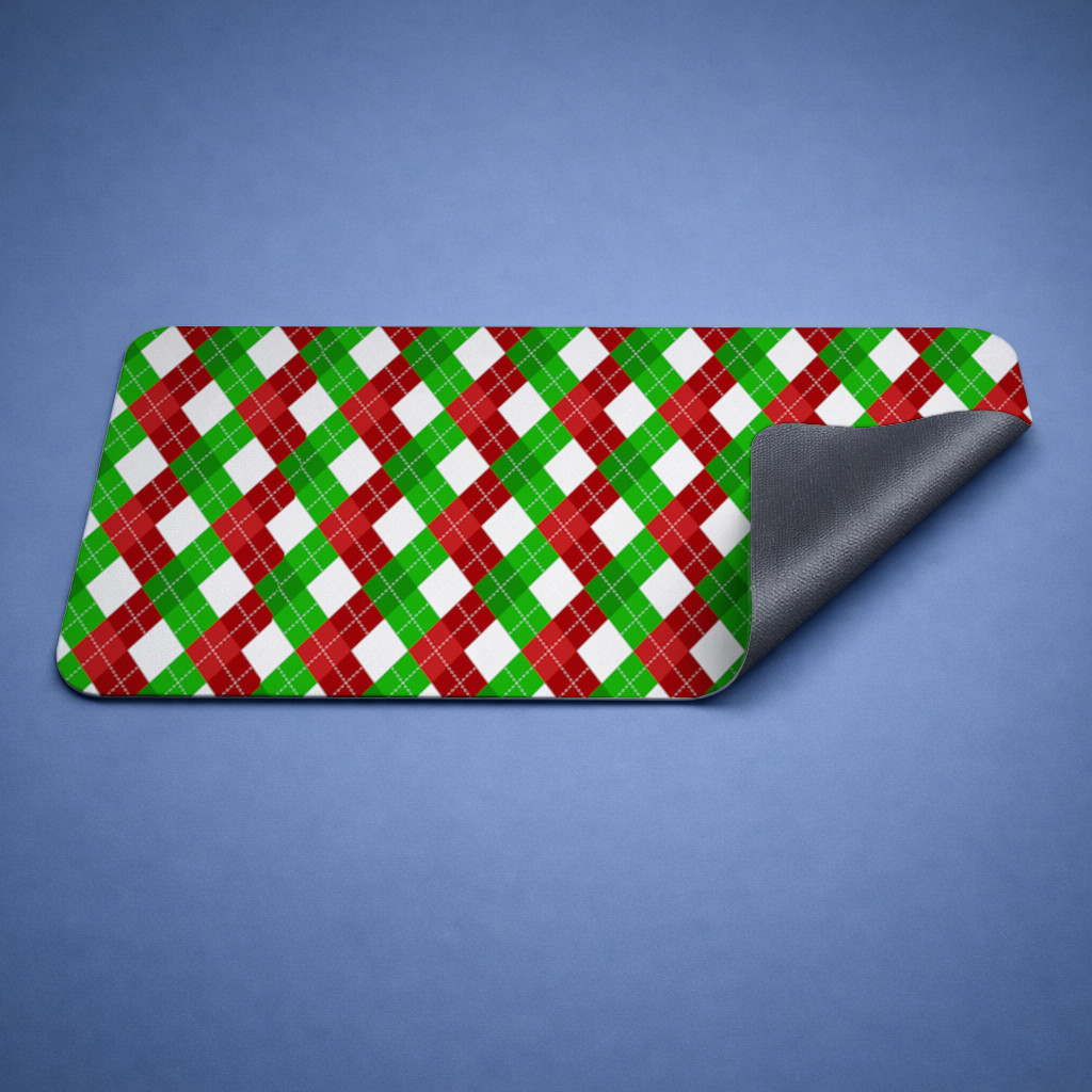 Red Green Argyle Plaid Background Pattern Mouse Pad