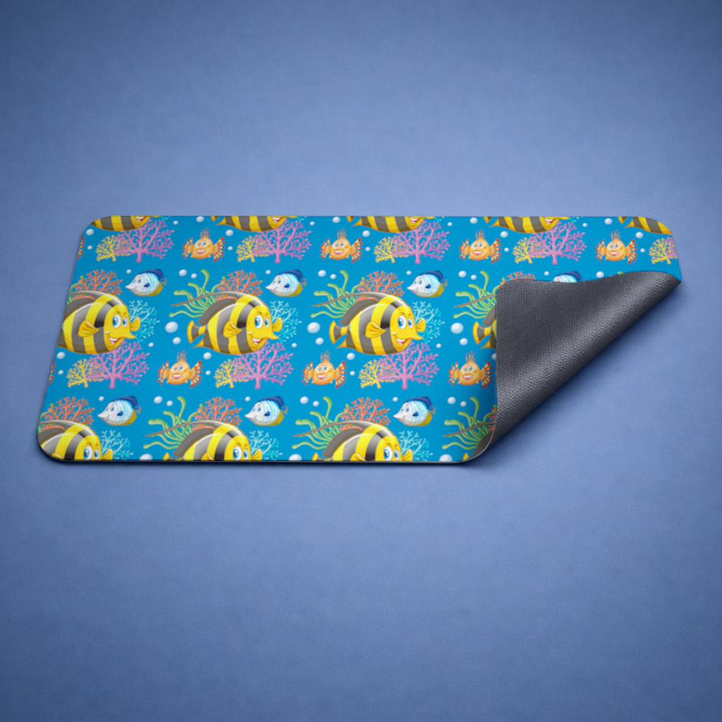 Colorful Tropical Fish and Coral Reef Pattern Mouse Pad