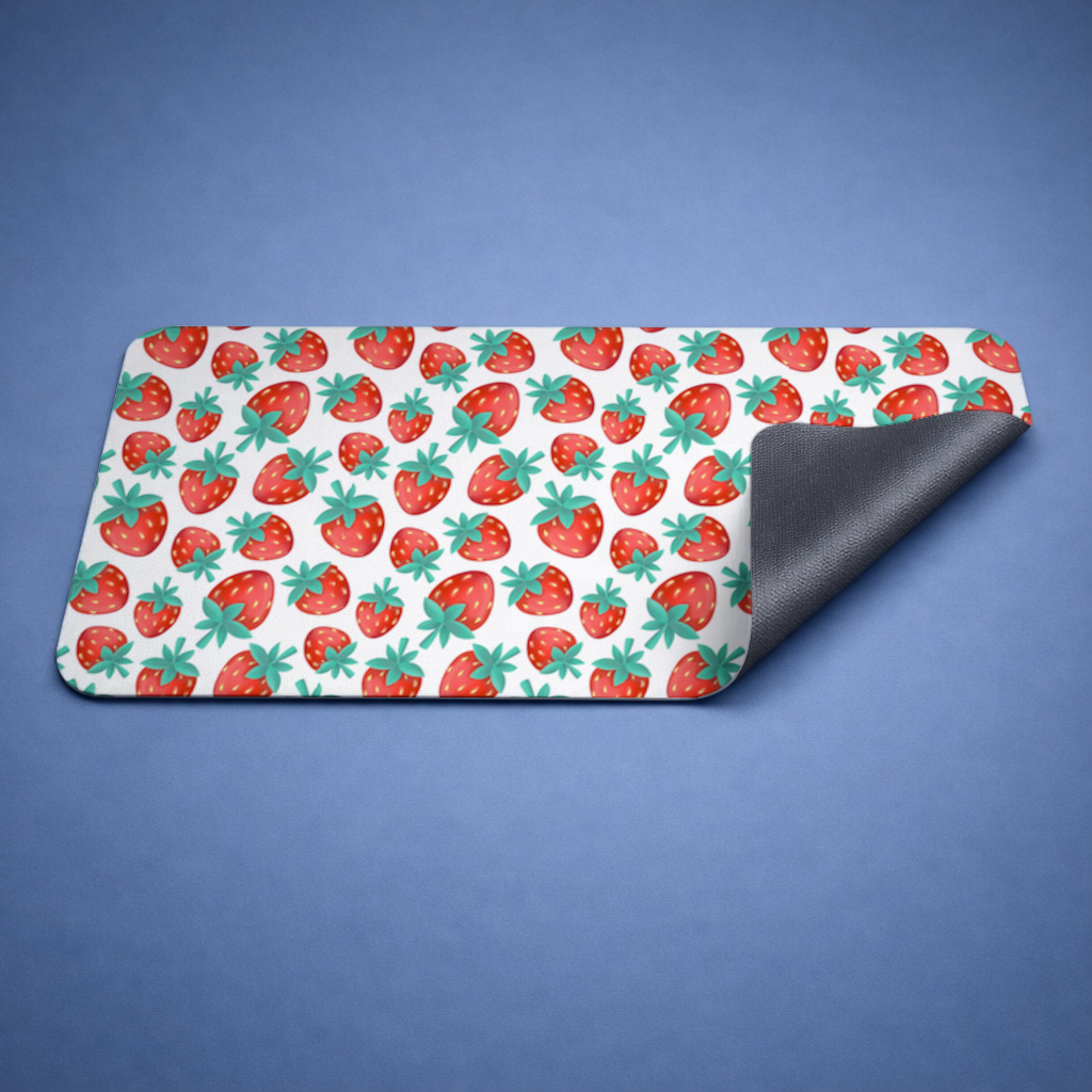 Vibrant Red Strawberry Summer Pattern Mouse Pad