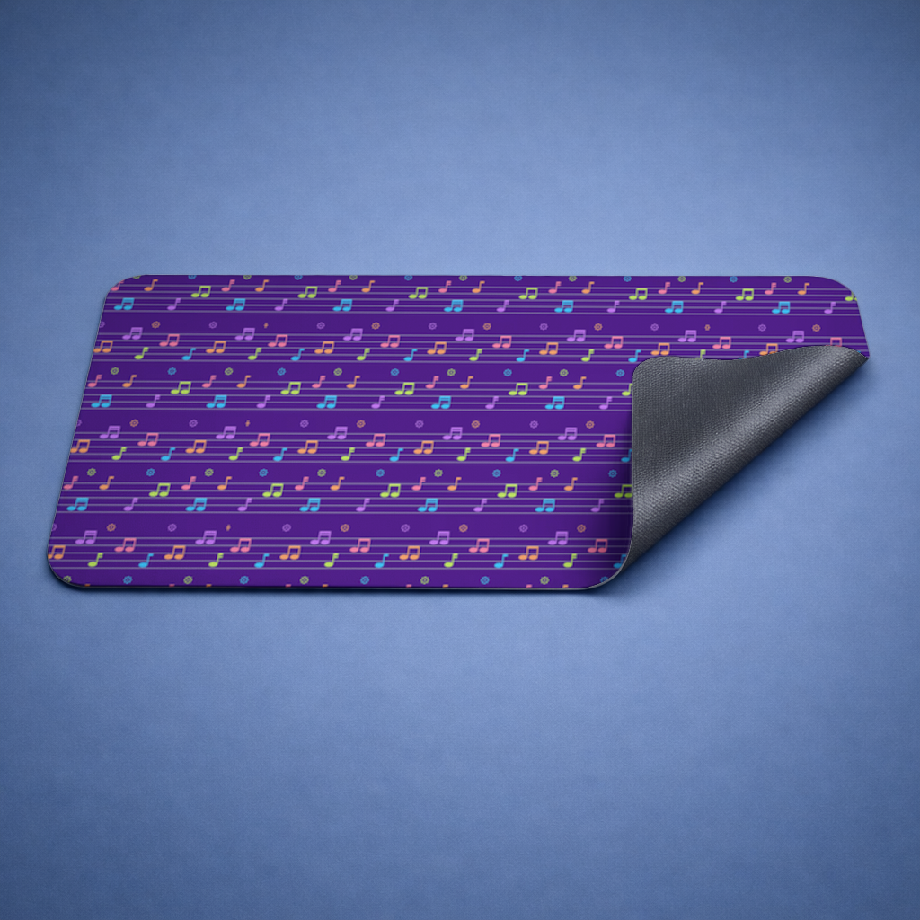 Renkli Müzik Notaları ve Modern Geometrik Desen Mouse Pad