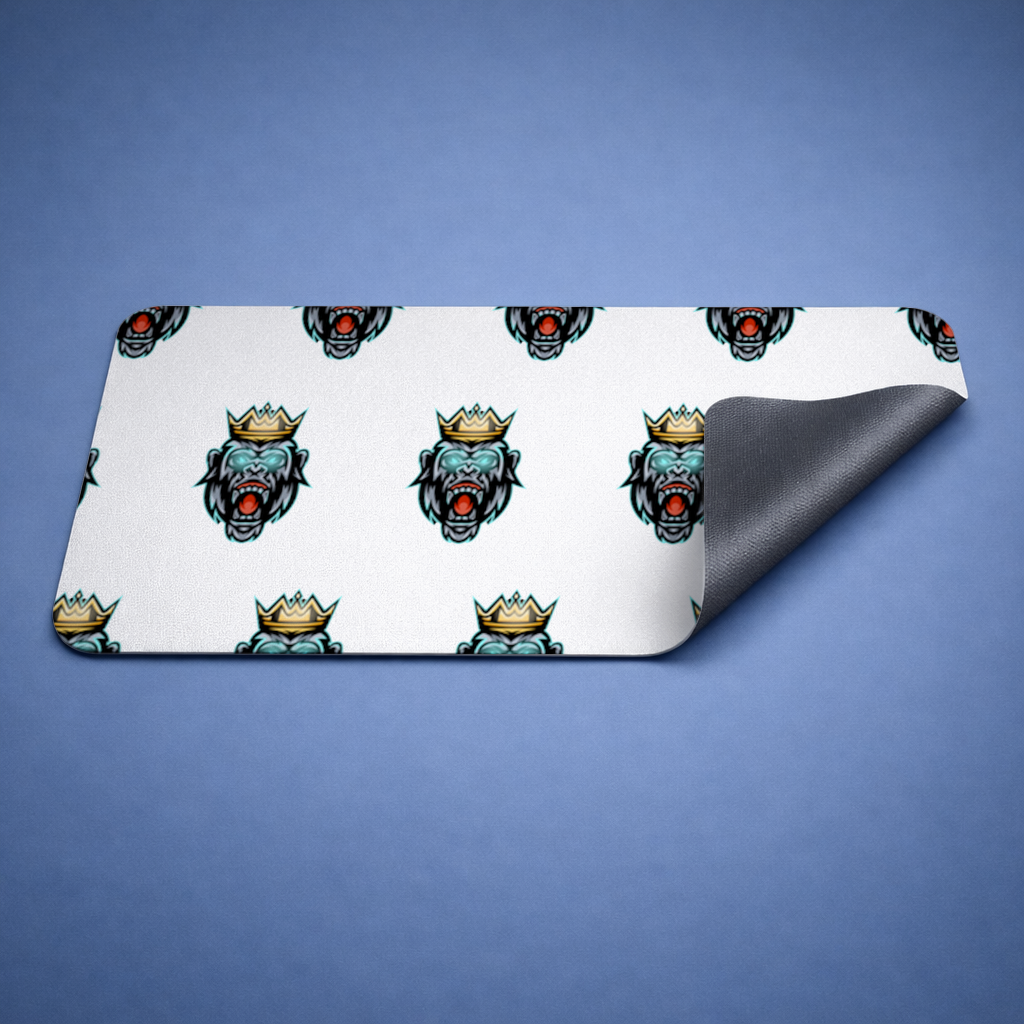Taçlı Öfkeli Goril Kral Grafiği - Neon Detaylı Maskot Mouse Pad
