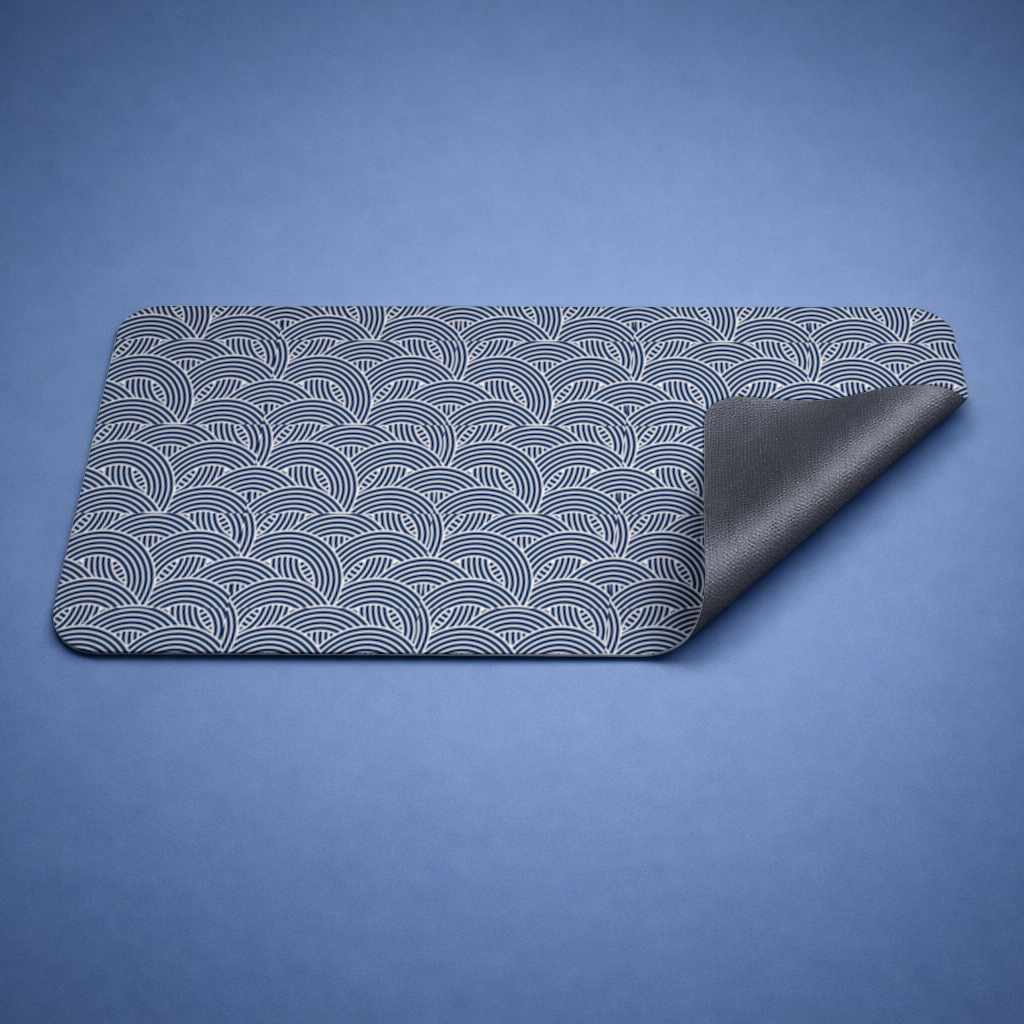 Navy and White Semi Circle Geometric Pattern Mouse Pad
