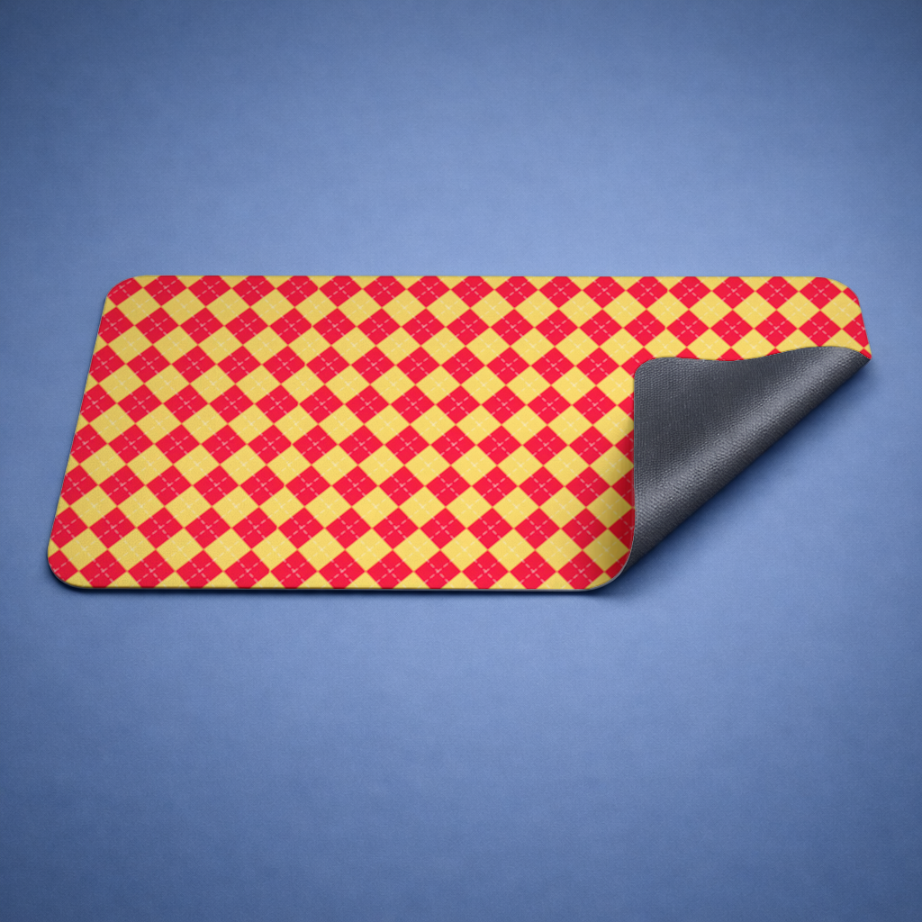 Red and Yellow Argyle Geometric Pattern Background Mouse Pad