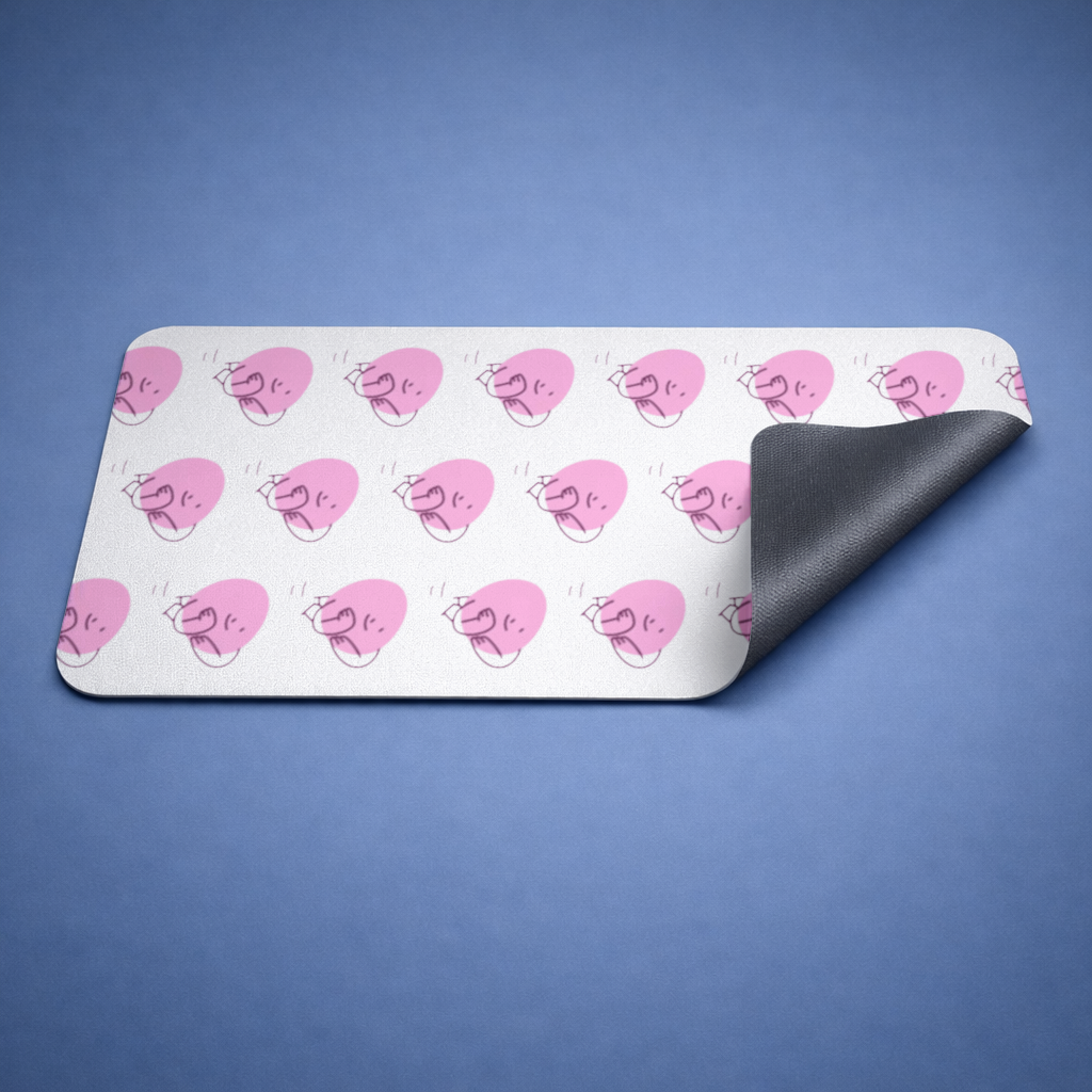 Cute Pink Lying Character Illustration Mouse Pad