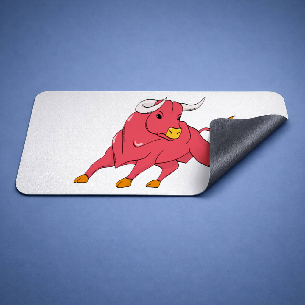 Spanish Red Bull Illustration Inspired by Matador Theme Mouse Pad