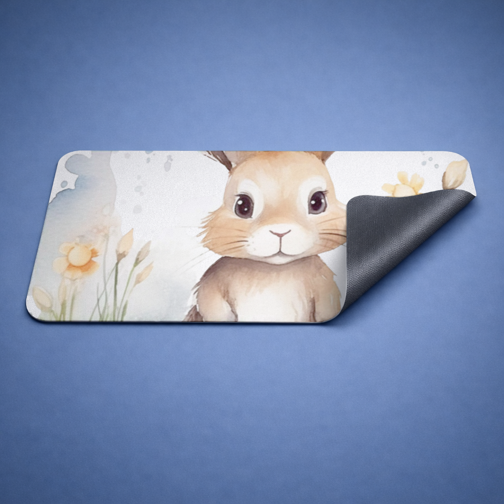 Sevimli Tavşan Suluboya İllüstrasyon Mouse Pad