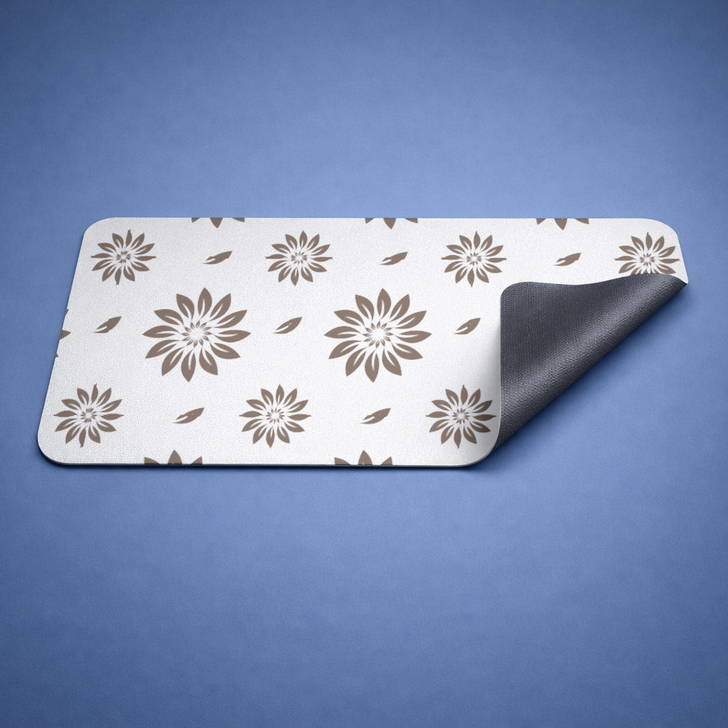 Minimalist Modern Kahverengi Çiçek Deseni Mouse Pad