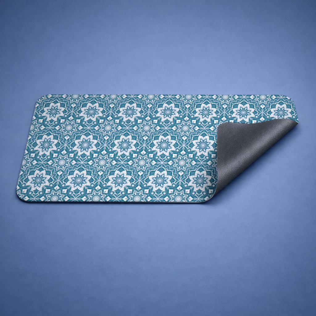 Mavi Tonlu Zarif Mandala Desen Mouse Pad