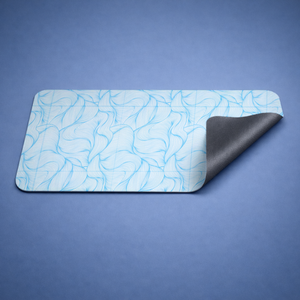 Blue Wavy Linear Abstract Pattern Mouse Pad