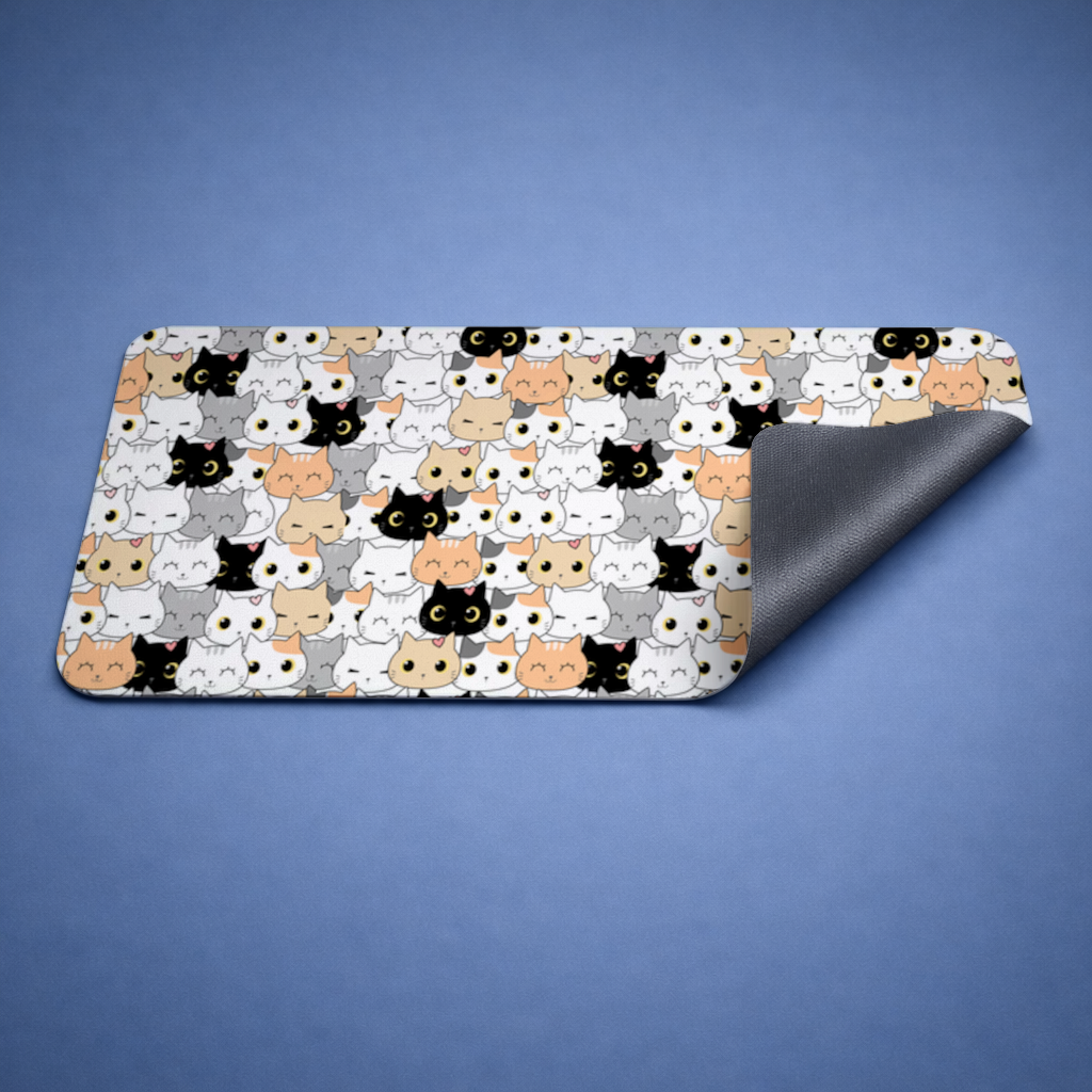 Colorful Cute Cat Faces Seamless Pattern Mouse Pad