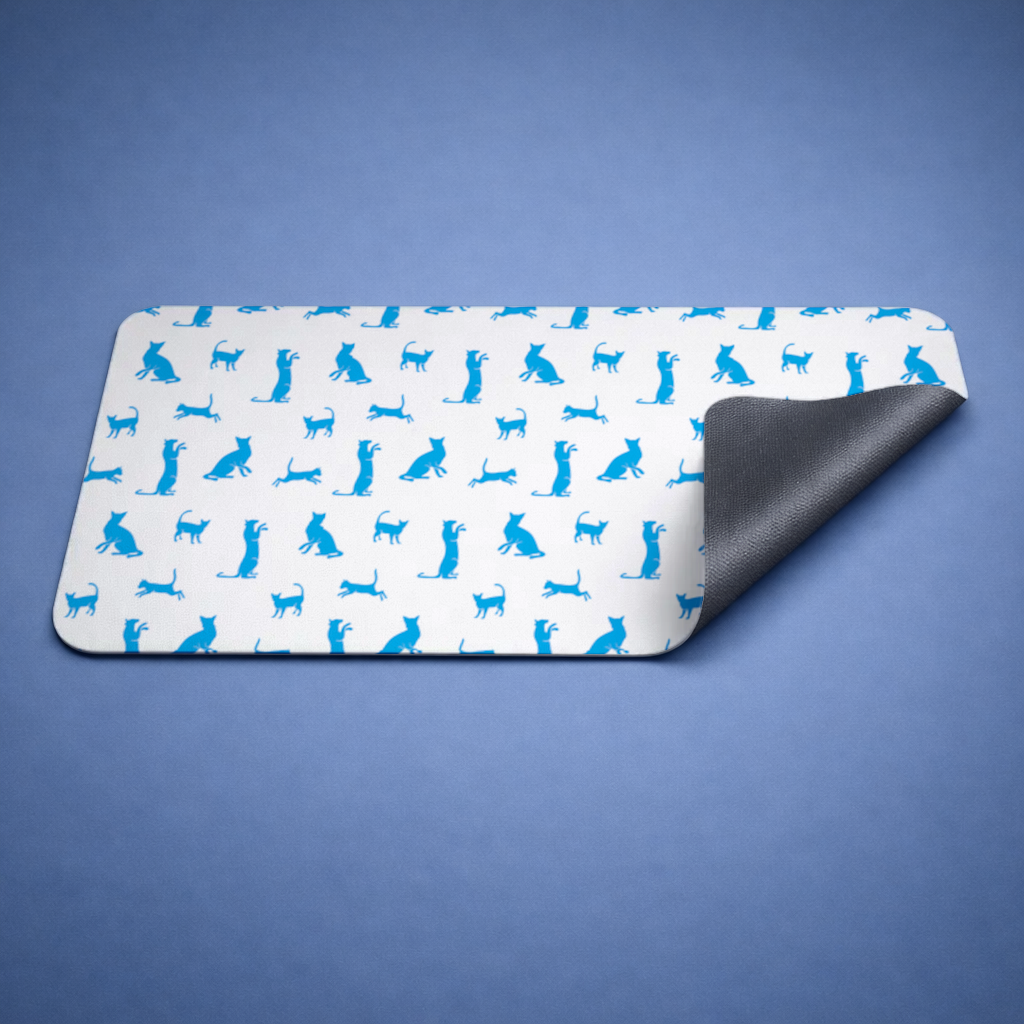 Blue Cat Silhouettes Seamless Pattern Mouse Pad