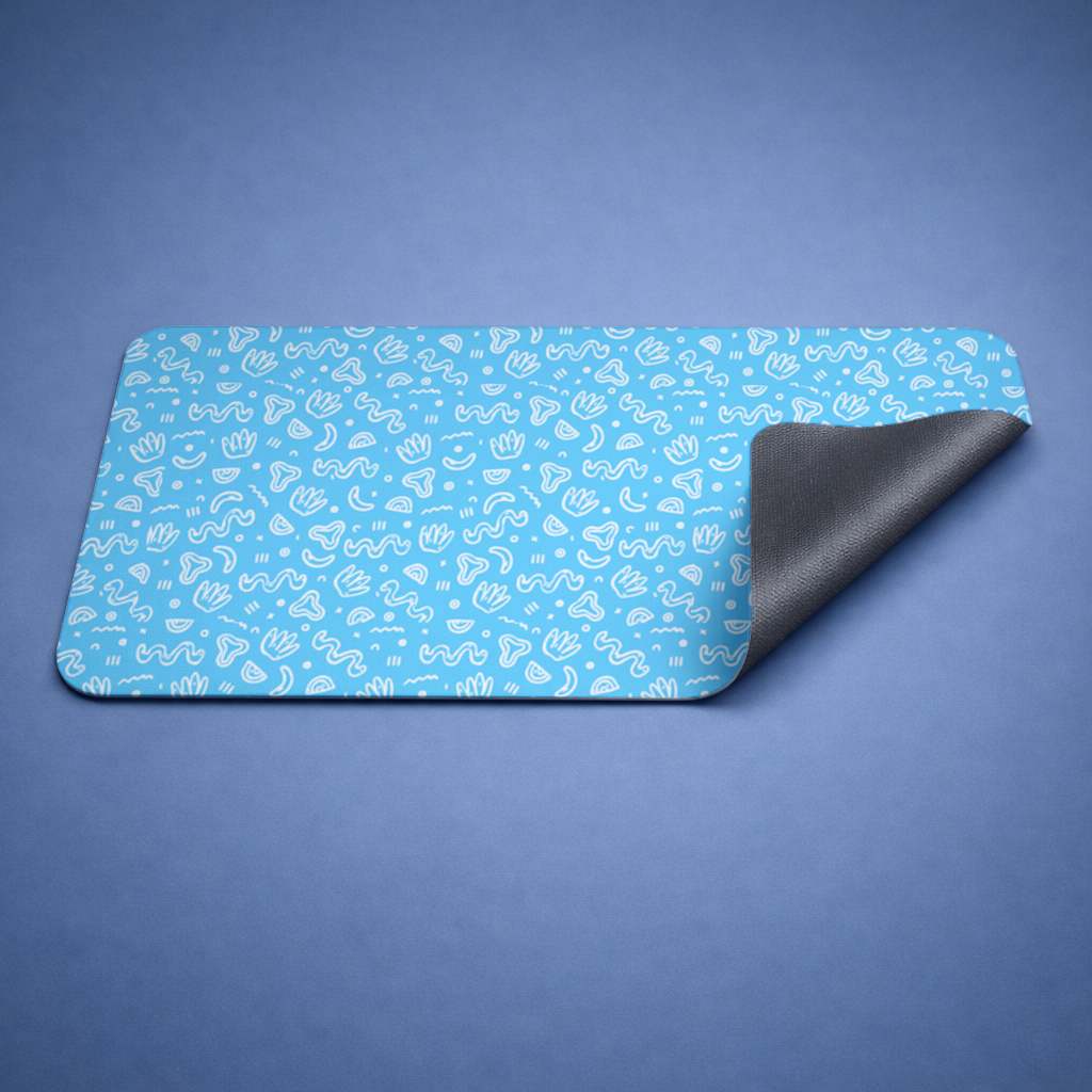 Blue Abstract Doodle Mouse Pad