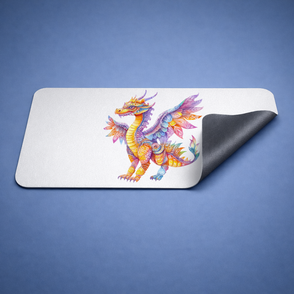 Vibrant Rainbow Mythical Dragon Mouse Pad