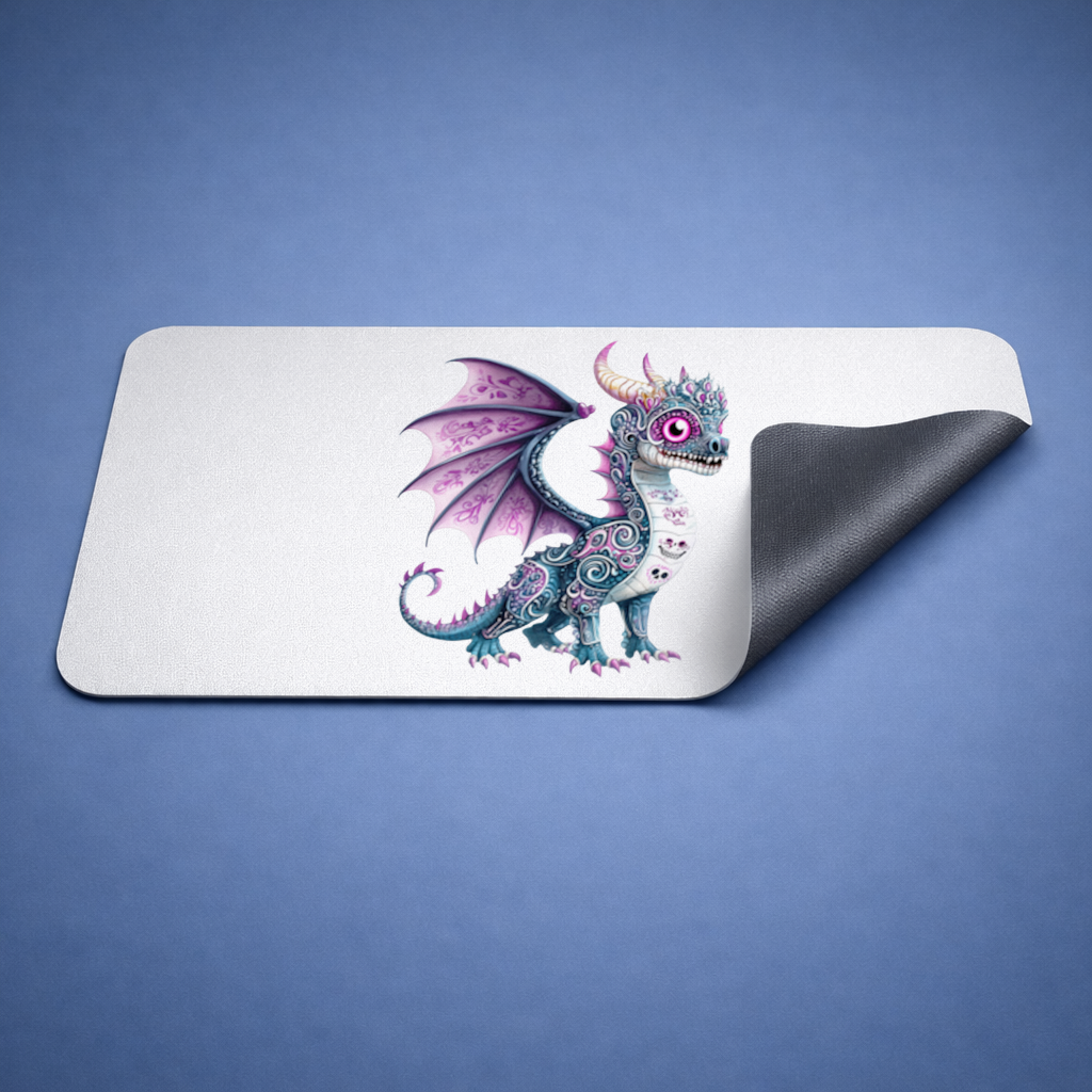 Purple Sugar Skull Dragon Mouse Pad