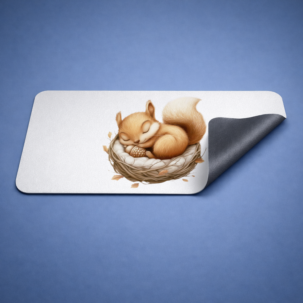 Sleeping Baby Squirrel in Nest Mouse Pad