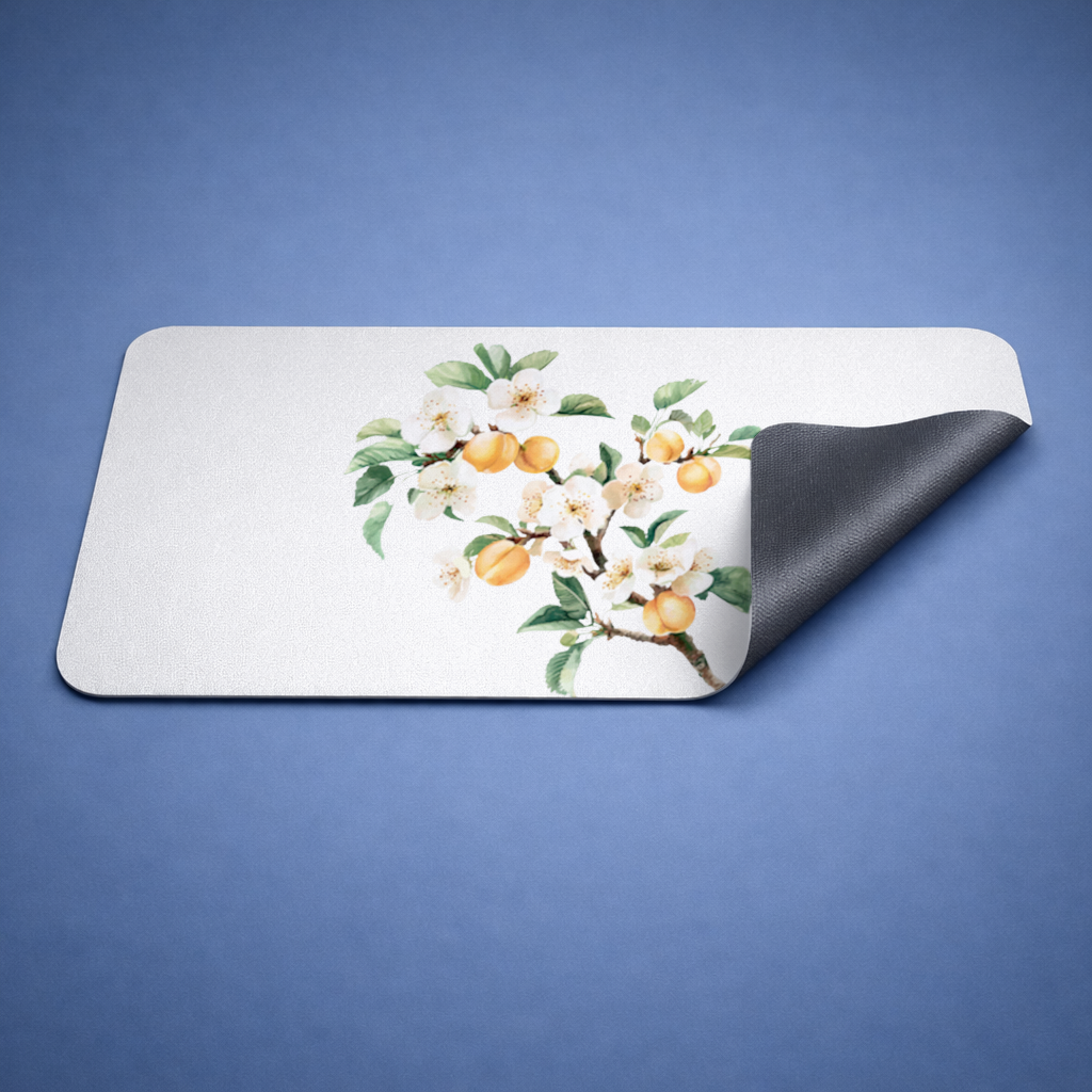 Watercolor Apricot Blossom Branch Mouse Pad