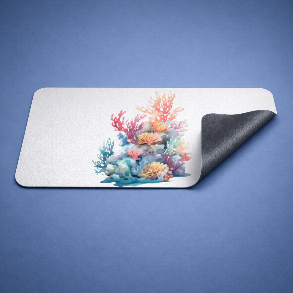 Vibrant Watercolor Coral Reef Scene Mouse Pad