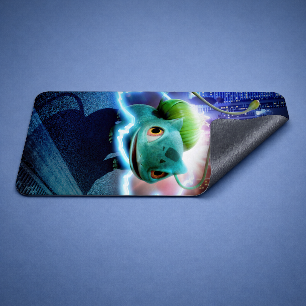 Gece Şehrinde Parlayan Neon Canavar Mouse Pad