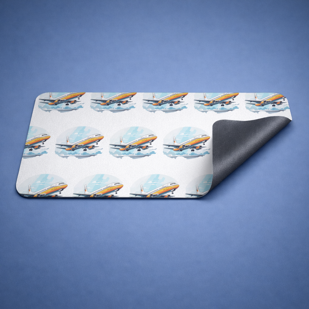 Retro Orange Commercial Airplane Mouse Pad