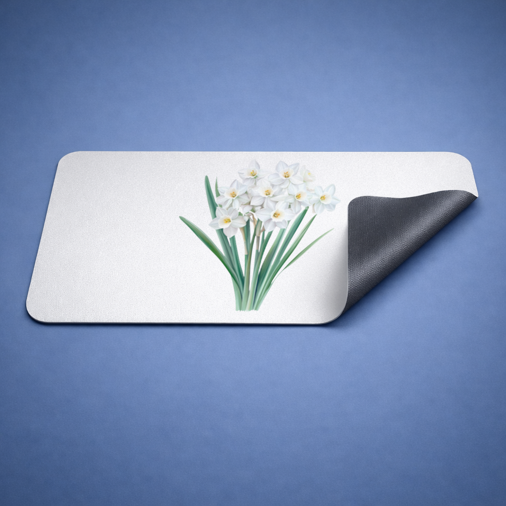 White Daffodil Bouquet Botanical Mouse Pad