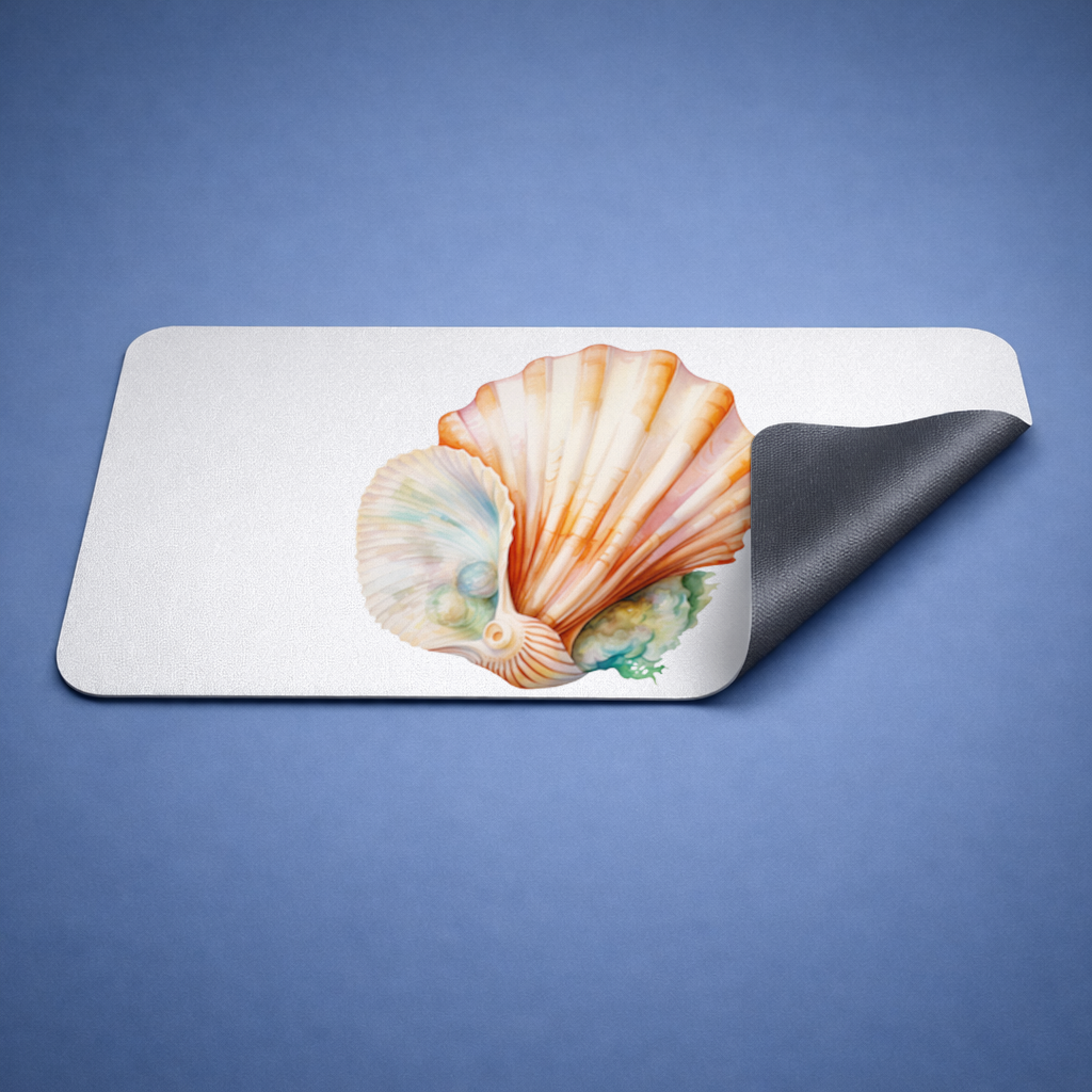Iridescent Pearls in Orange Scallop Seashell Mouse Pad