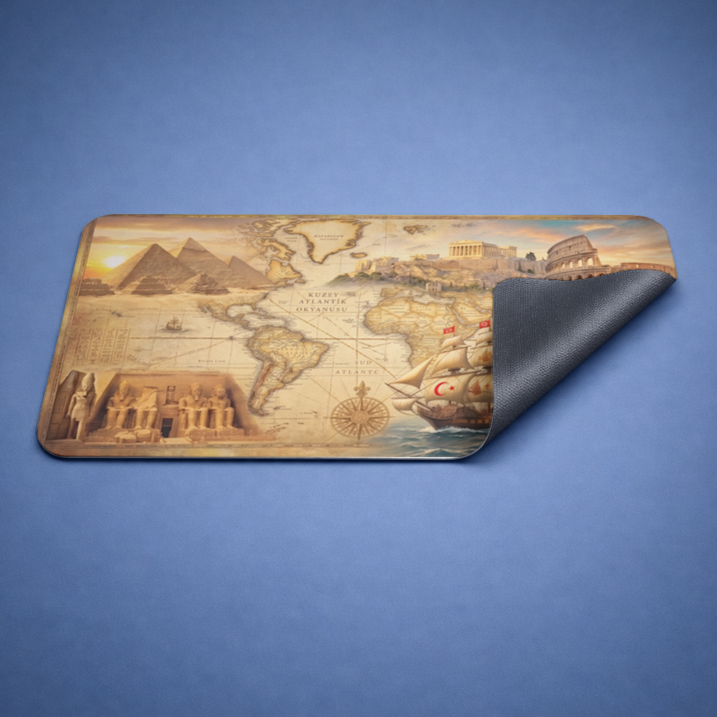 Retro World Map with Ancient Ruins Concept 