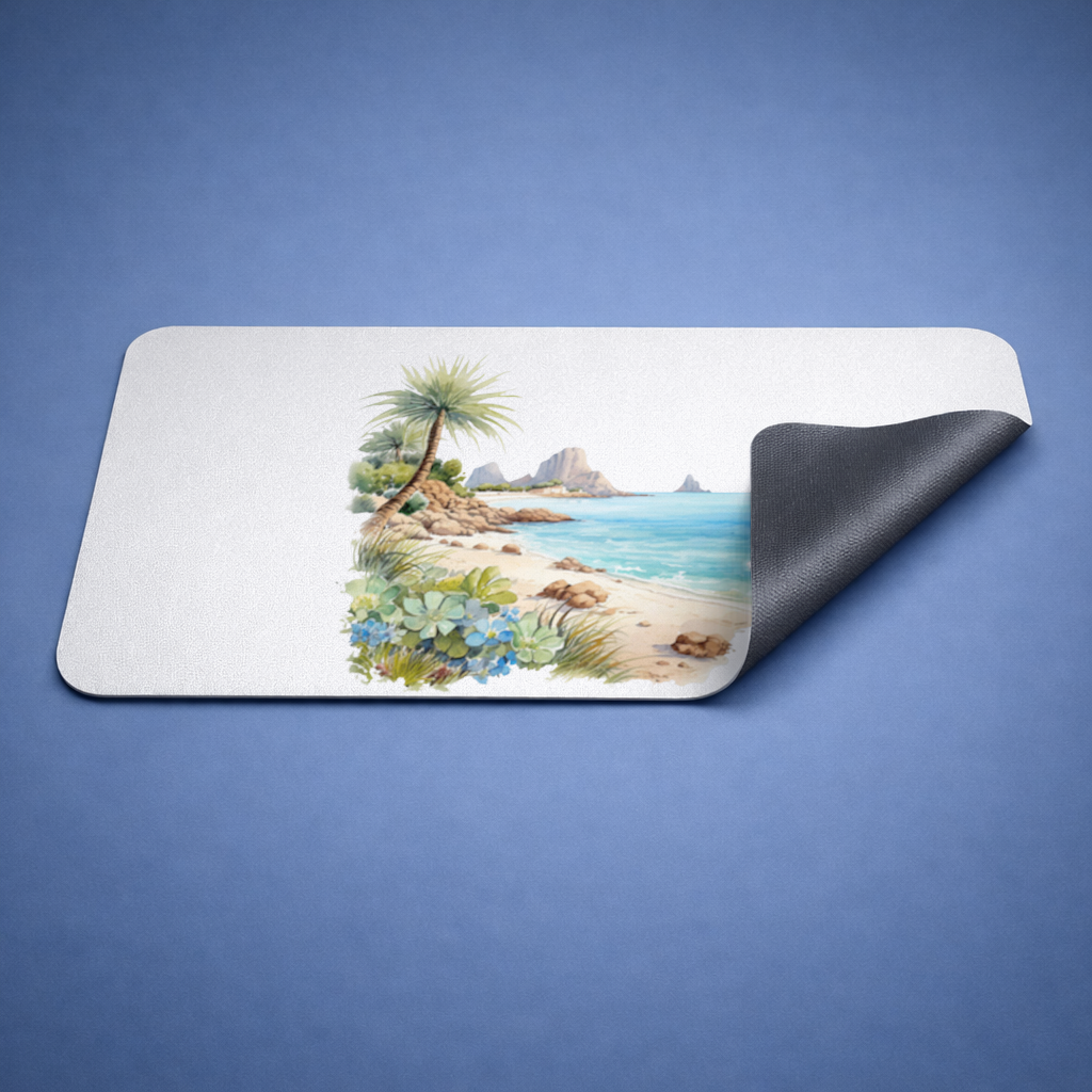 Tropical Palm Tree and Turquoise Sea Mouse Pad
