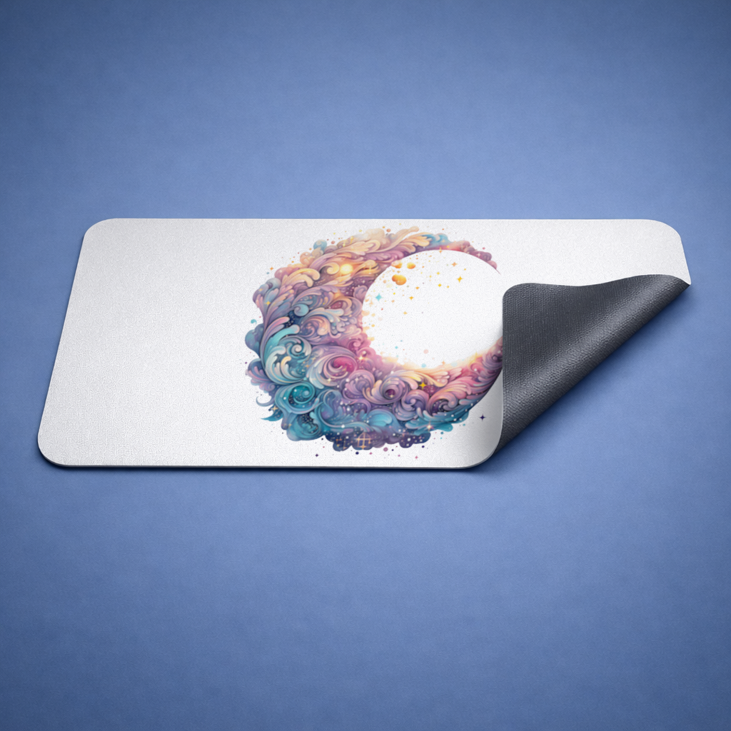 Colorful Swirled Celestial Moon Mouse Pad