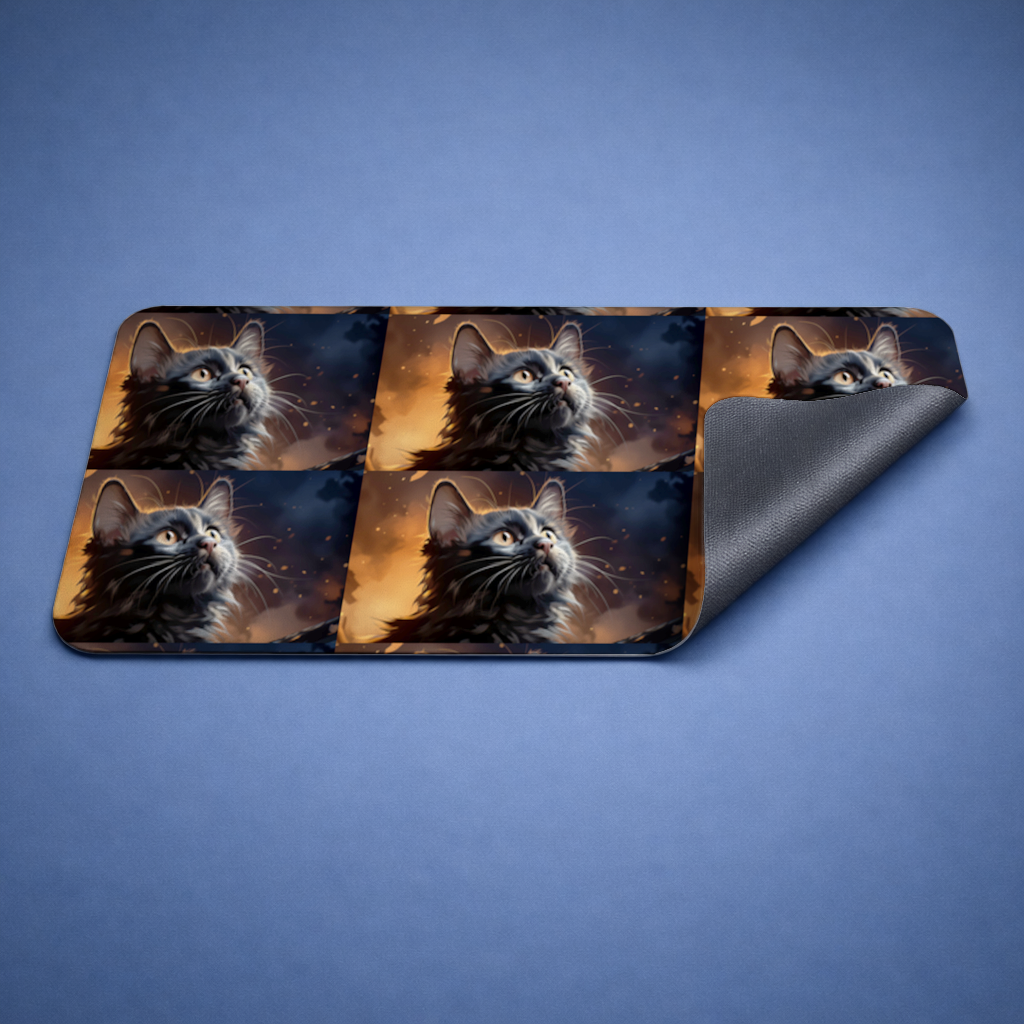 Siyah Kedi Dijital Sanat Mouse Pad
