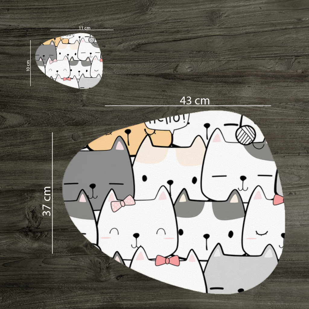 Cute Cartoon Cats Pattern with Speech Bubbles Charger Plate Set  12 Pieces