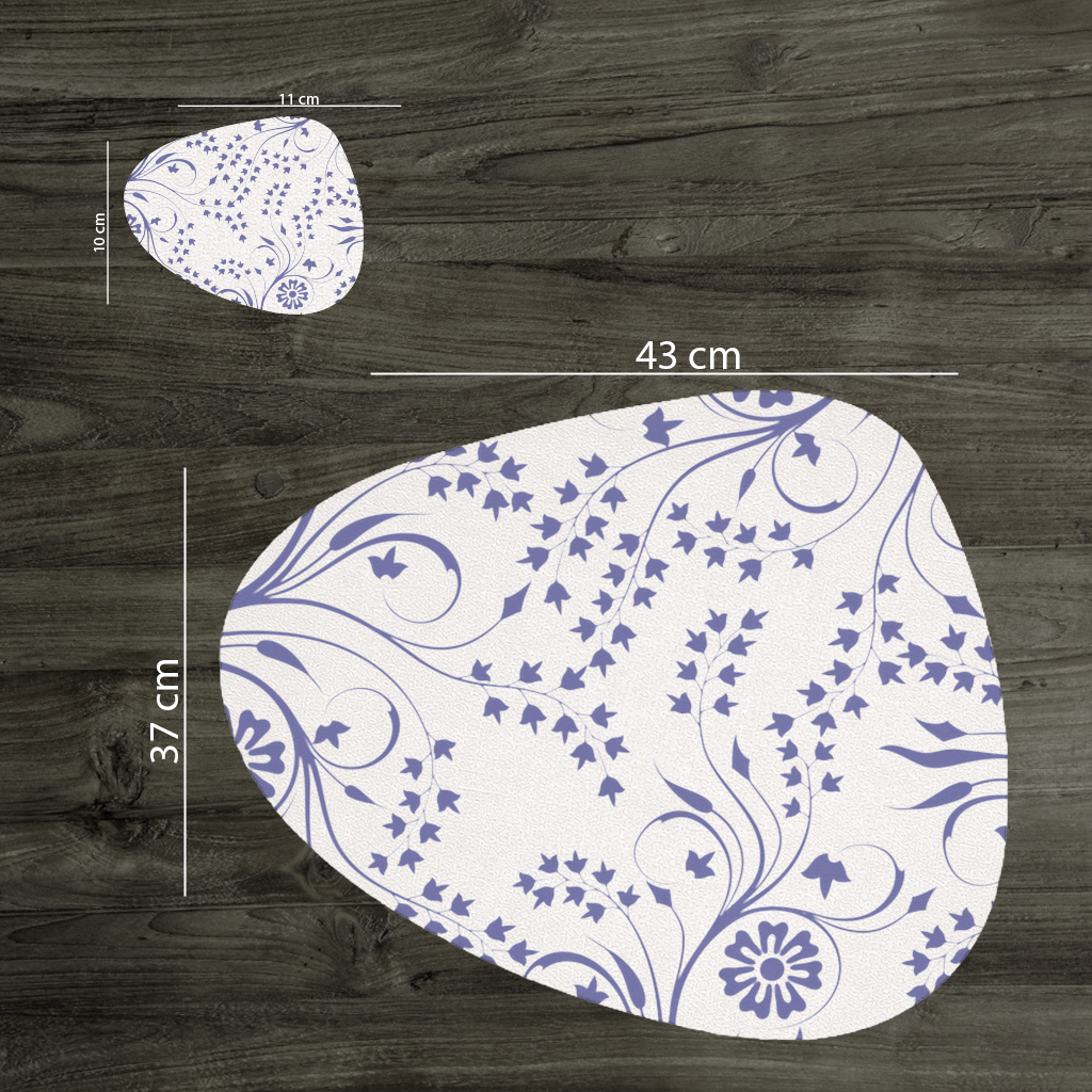 Blue White Vintage Floral Pattern Charger Plate Set  12 Pieces
