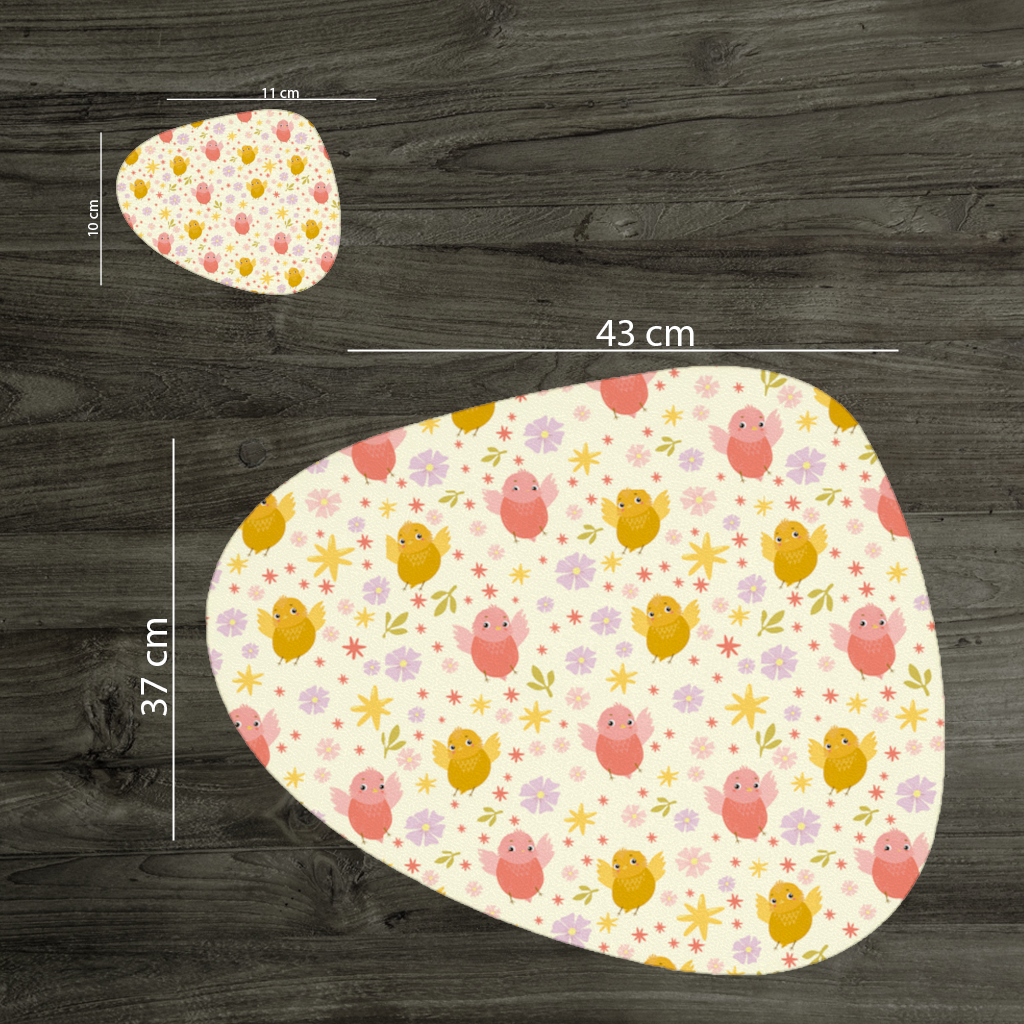 Cute Birds and Floral Pastel Spring Pattern Illustration Charger Plate Set  12 Pieces