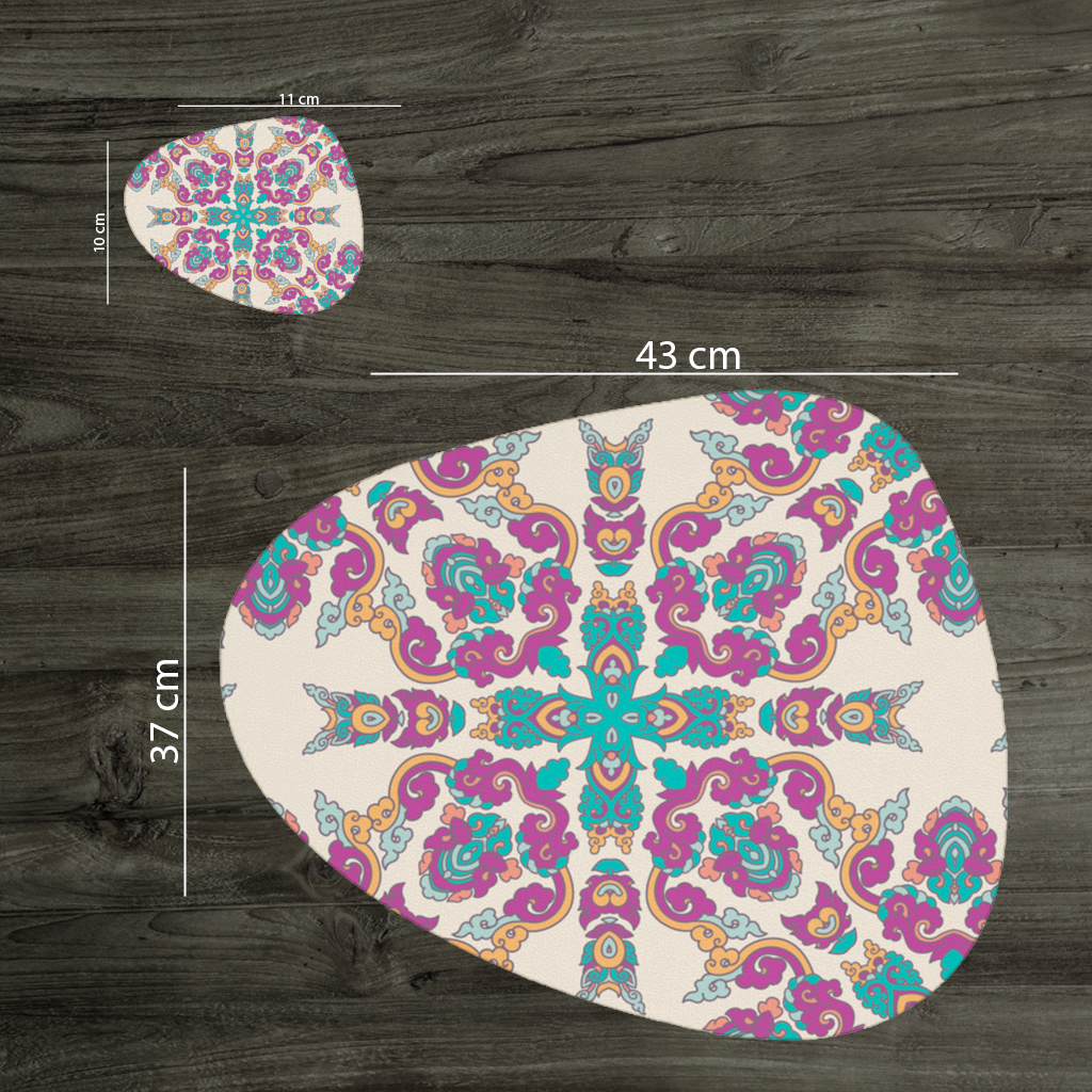 Colorful Oriental Symmetrical Mandala Pattern Charger Plate Set  12 Pieces