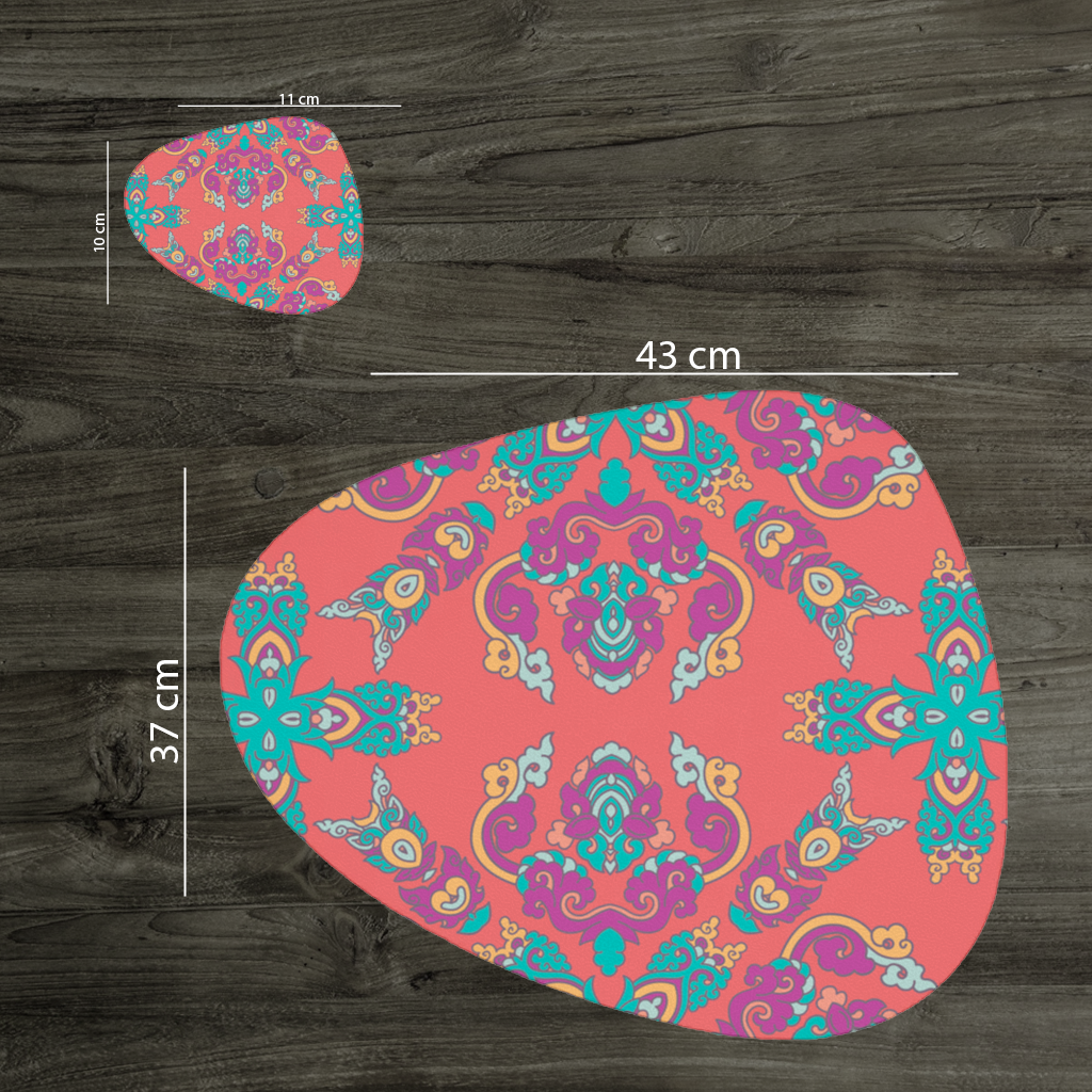 Vibrant Red Oriental Mandala Pattern Charger Plate Set  12 Pieces