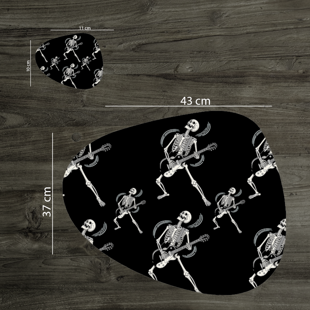 Rock Gitar Çalan İskelet Servis Tabağı Altlığı (12 Adet)