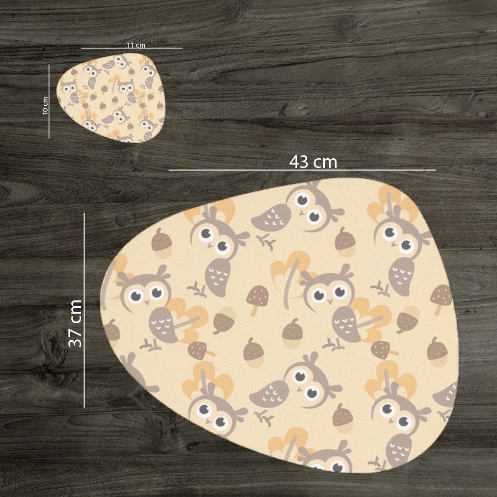 Cute Owl and Acorn Autumn Seamless Pattern Charger Plate Set  12 Pieces