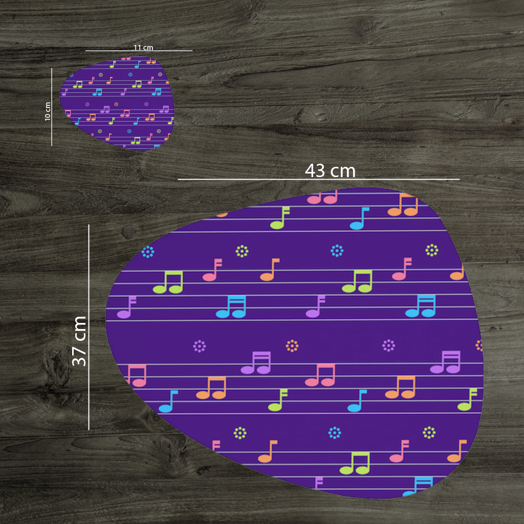 Renkli Müzik Notaları ve Modern Geometrik Desen Servis Tabağı Altlığı (12 Adet)