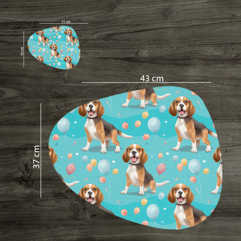Cute Beagle Dog and Colorful Balloons Seamless Pattern Charger Plate Set  12 Pieces