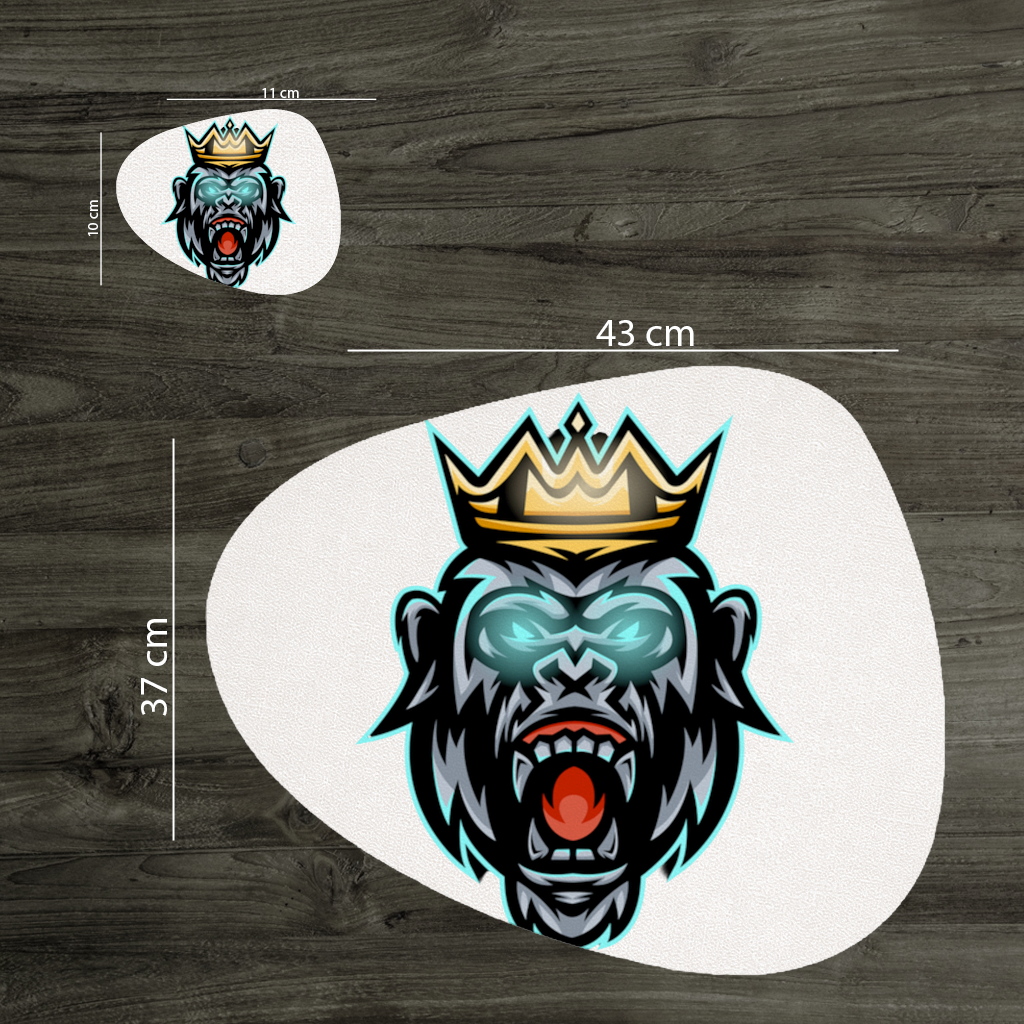 Angry Gorilla King with Crown Graphic - Neon Mascot Design Charger Plate Set  12 Pieces