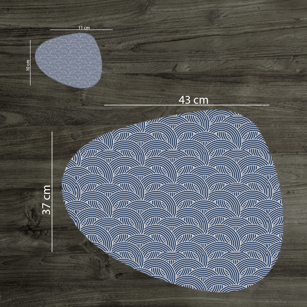 Navy and White Semi Circle Geometric Pattern 