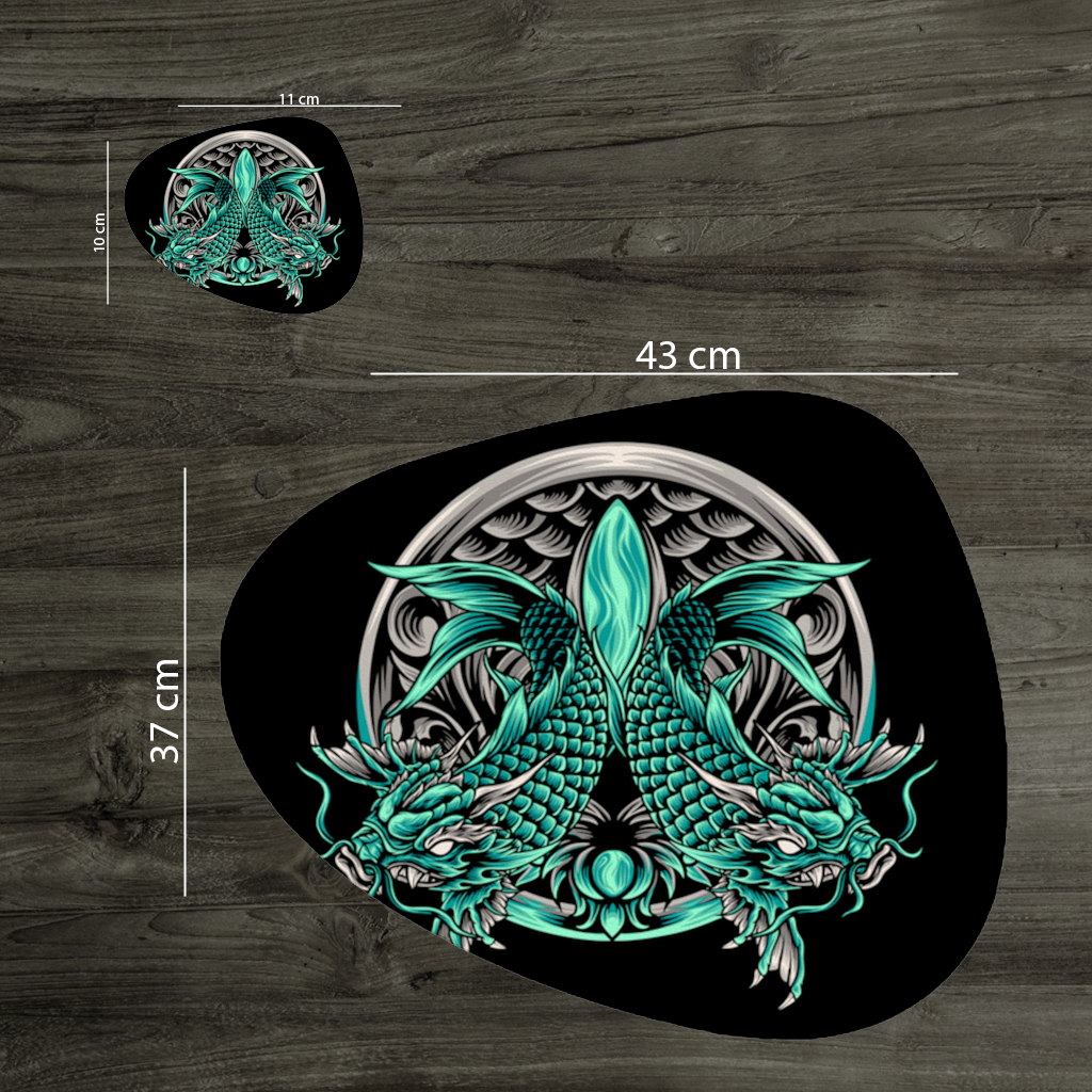 Turquoise Twin Dragon Emblem Design Charger Plate Set  12 Pieces