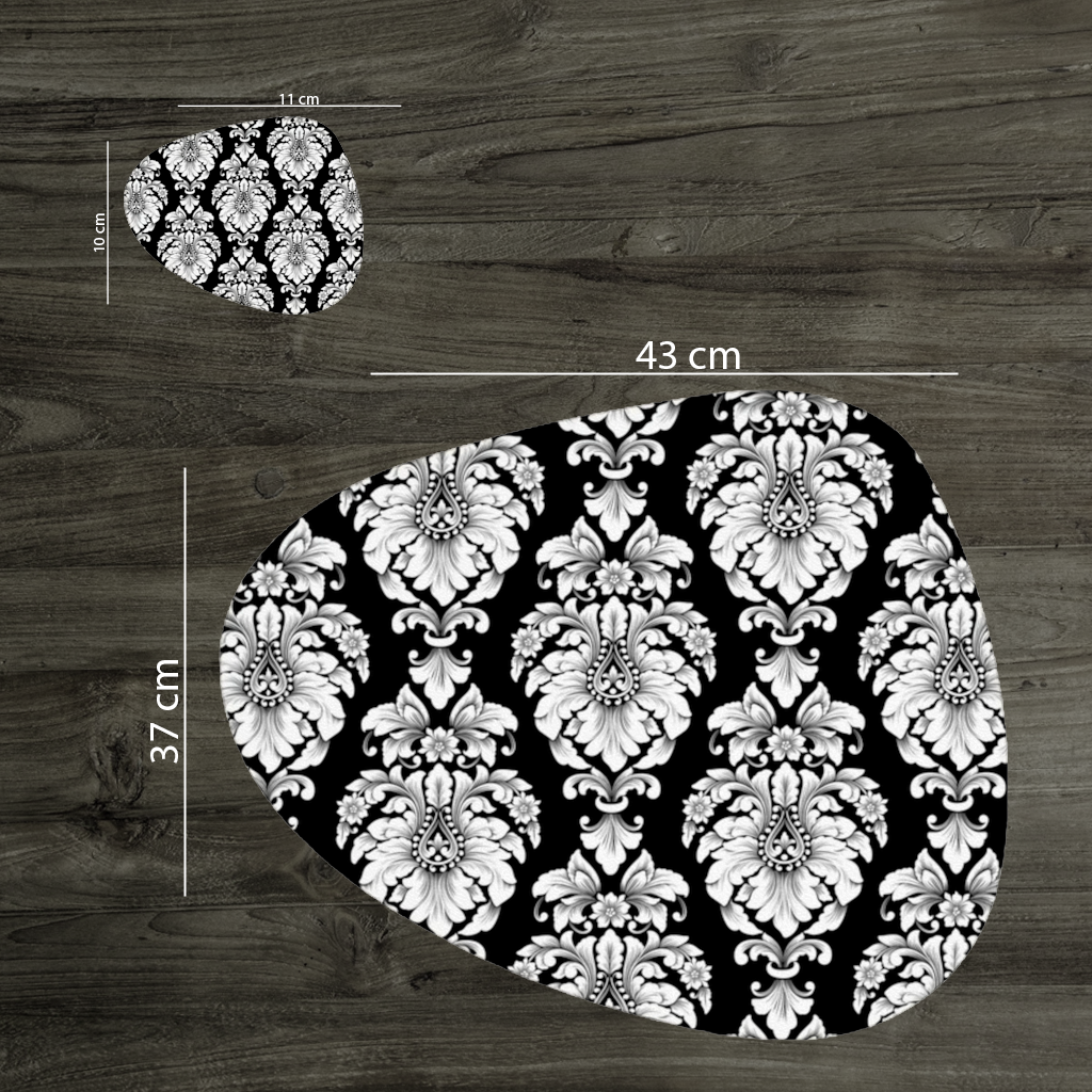 Black and White Baroque Floral Pattern Charger Plate Set  12 Pieces