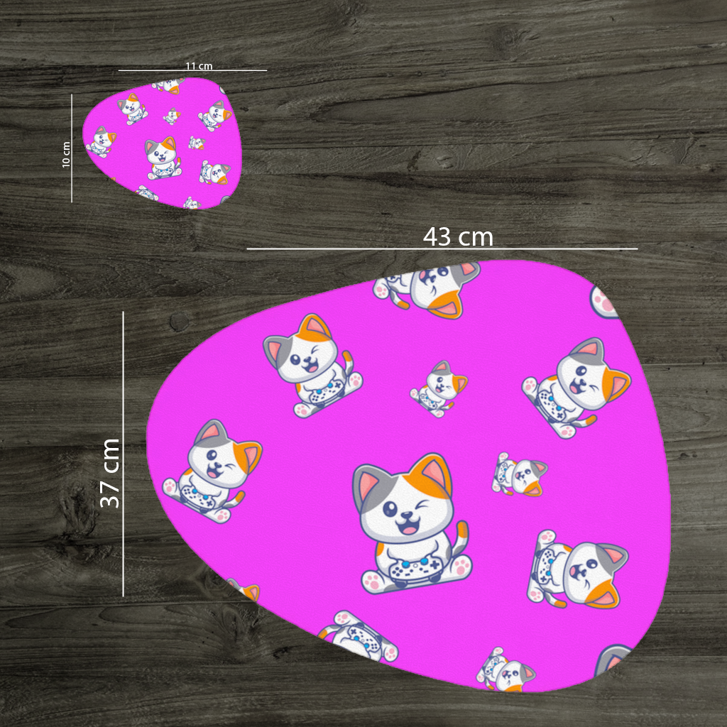 Cute Cartoon Cat Pattern on Pink Background Charger Plate Set  12 Pieces