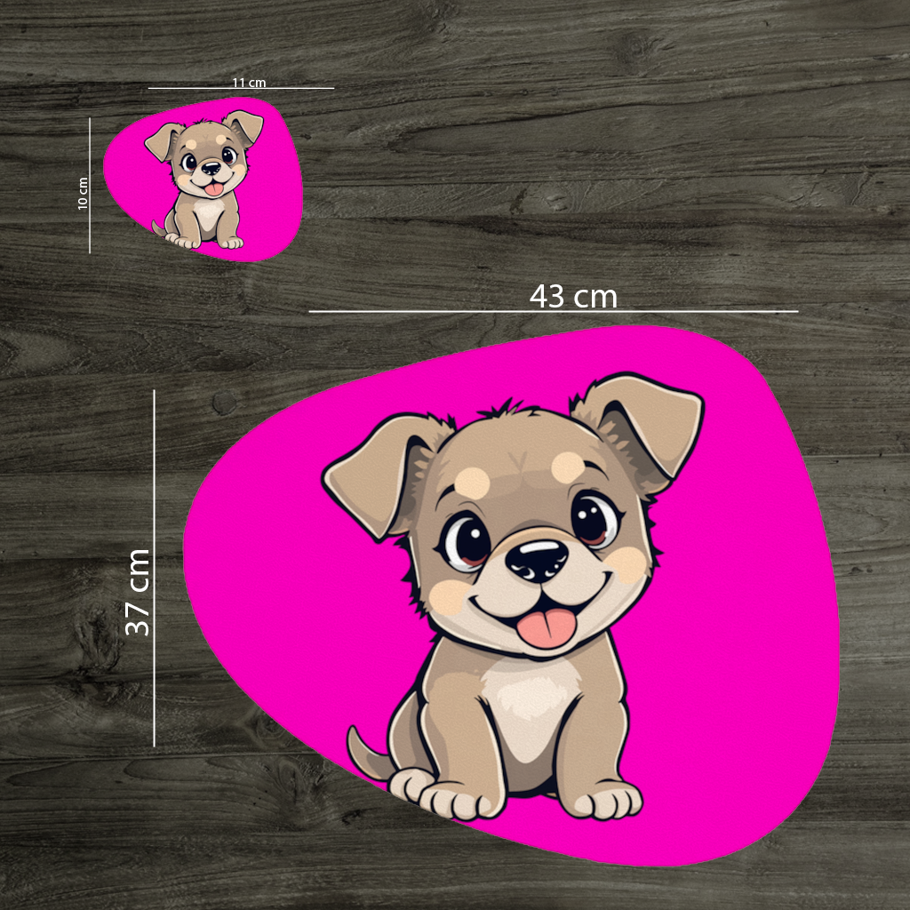Cute Dog Illustration on Pink Background Charger Plate Set  12 Pieces