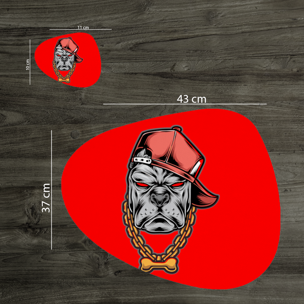 Hip Hop Style Gangster Dog Illustration Charger Plate Set  12 Pieces