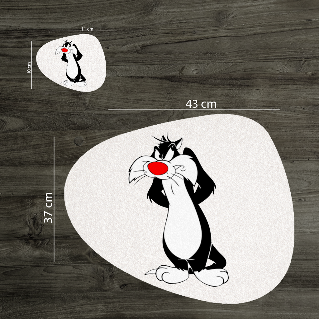 Funny Cartoon Cat Illustration Charger Plate Set  12 Pieces