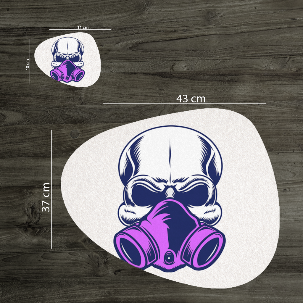 Skull with Gas Mask Illustration Modern and Edgy Design Charger Plate Set  12 Pieces