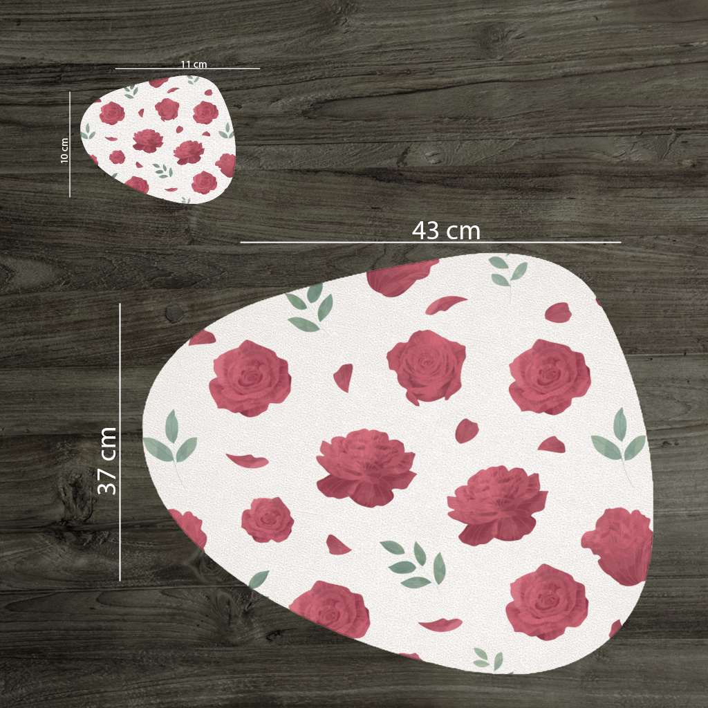 Red Rose and Leaf Romantic Seamless Pattern Charger Plate Set  12 Pieces