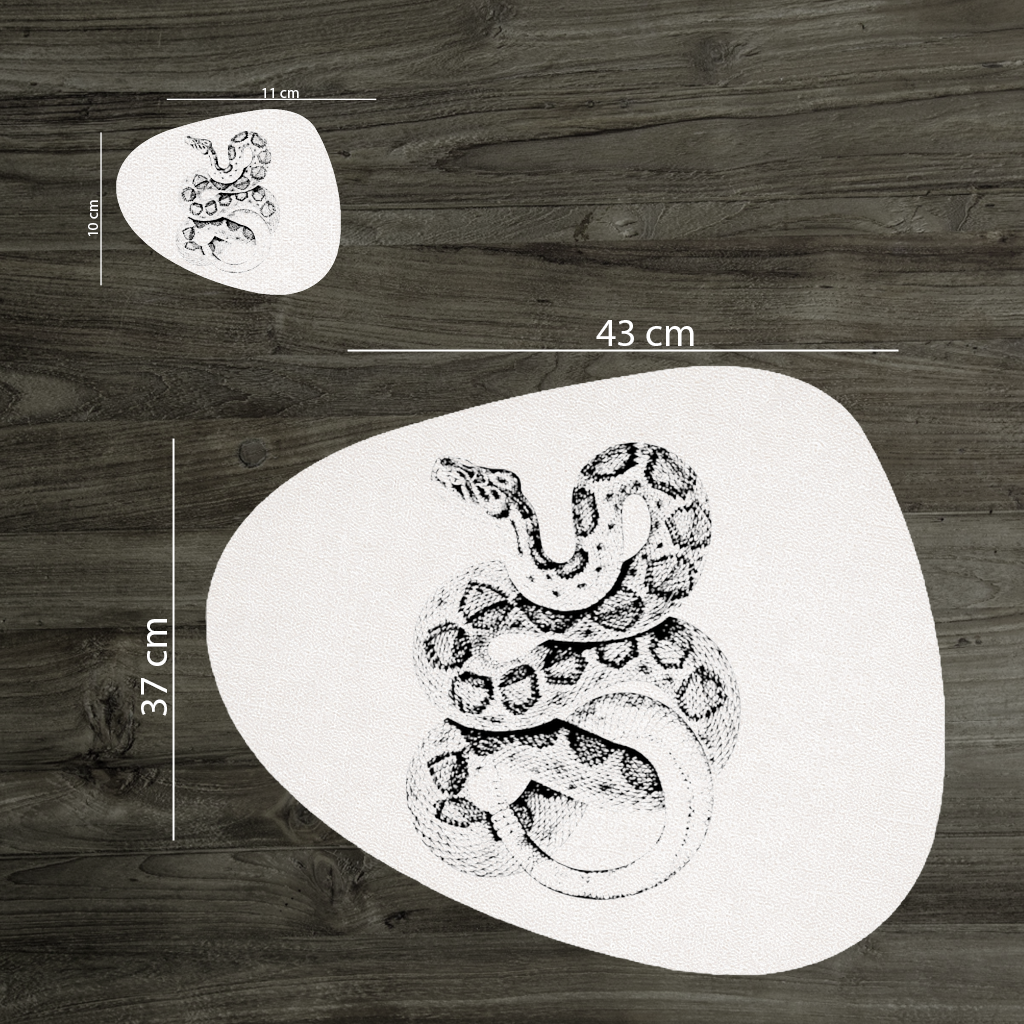 Detailed Vintage Rattlesnake Illustration Charger Plate Set  12 Pieces